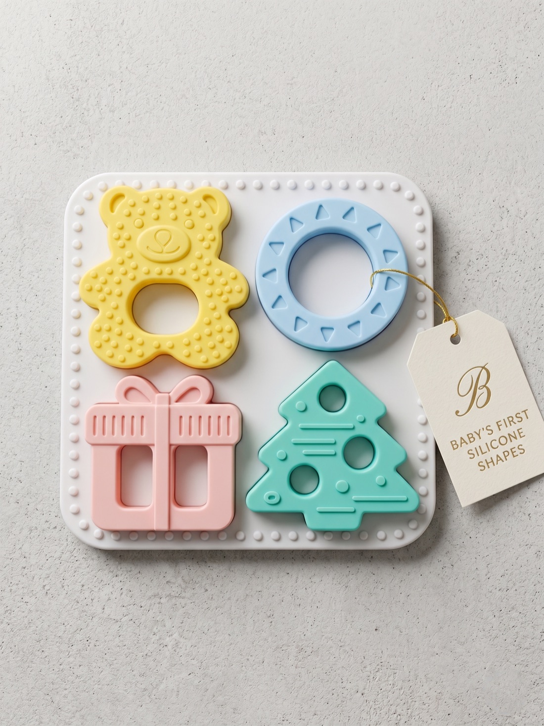 The Babylul puzzle board with all four shapes seated